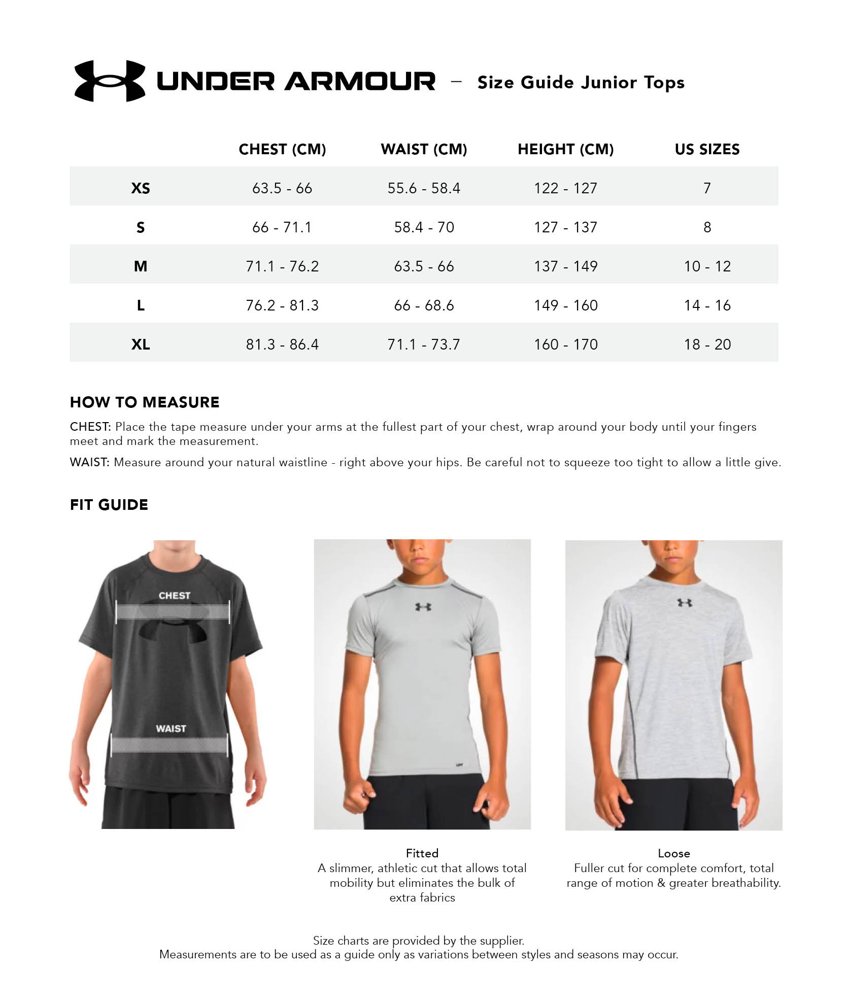 under armour-shirts-juniors size chart